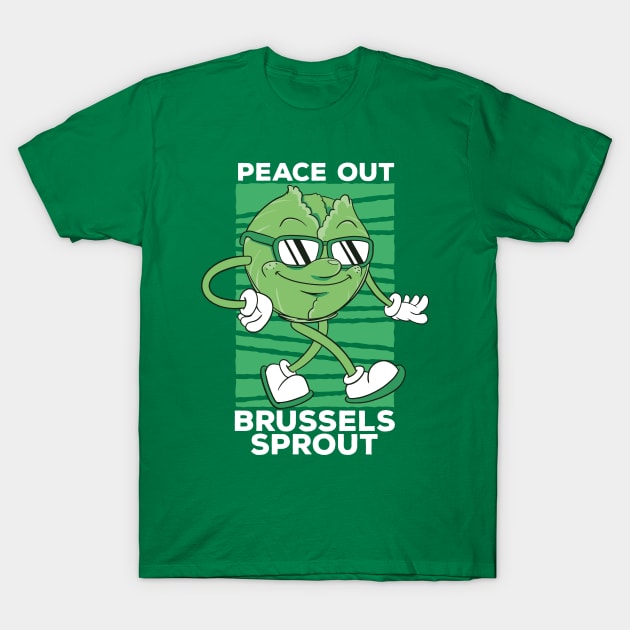 Peace Out Brussels Sprout // Cute Veggie Cartoon T-Shirt by SLAG_Creative